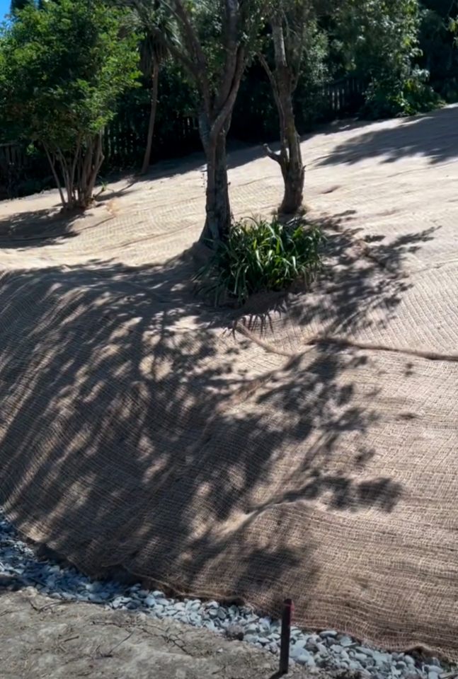 Coconut matting landscape installation Christchurch